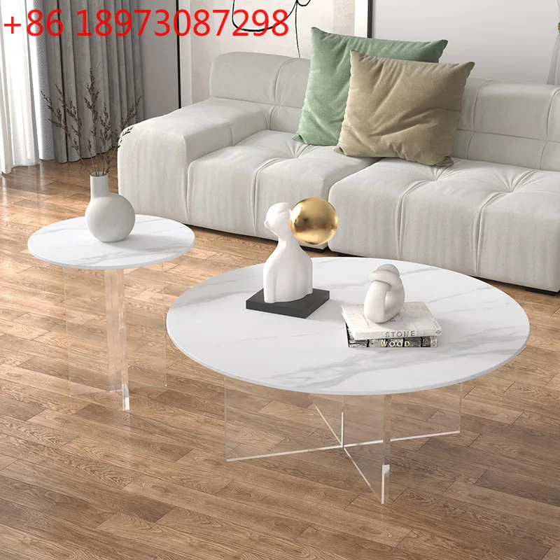

Комбинация журнального столика из акриловой подвесной каменной плиты, скандинавский минималистичный прозрачный чайный столик, край столика