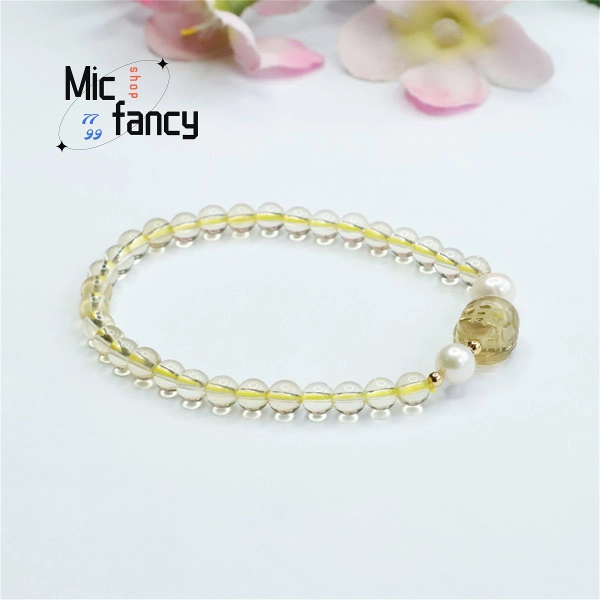 Natural Citrine Pixiu Beads Bracelet Simple Elegant Fashionable Personalized Women Ethnic Style Charm Fashion Fine Jewelry Gift