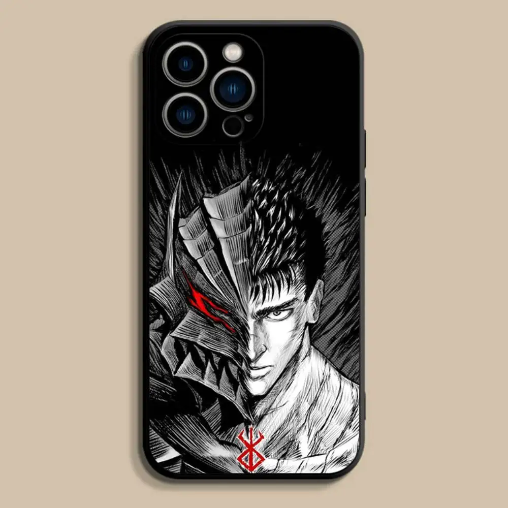 Anime B-Berserk GutS Phone Case For iPhone 17,16,15,14,13,12,Pro,Max,Plus,E,SE4,Air,Mini Black Soft Cover