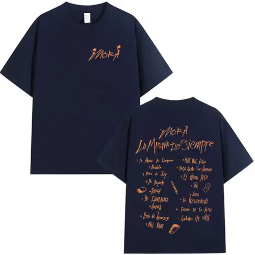 Imagen 2 del producto Camiseta Harajuku de algodón con estampado de letras gráficas de cantante Mora 2025 para hombre, camiseta de cuello redondo, camiseta informal de verano de gran tamaño, regalo para seguidores