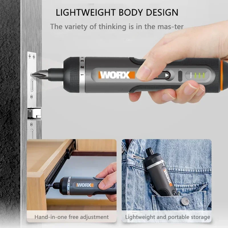 Electrical Screwdriver Set Worx 4V WX242 Smart Cordless Electric Screwdrivers USB Rechargeable Handle 30 Bit Sets Tools