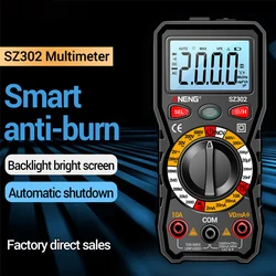 SZ301 SZ302 Digital Multimeter LCD Digital Multimeter Auto Voltmeter AC DC 220V Resistance Voltage Capacitor Diode NCV Tester