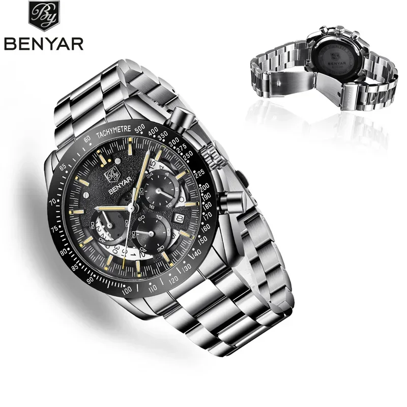 BENYAR Men's Watches Quartz Wristwatch Mens Watches Top Brand Luxury Watch Men Sport Military Watch Men Chronograph Reloj Hombre