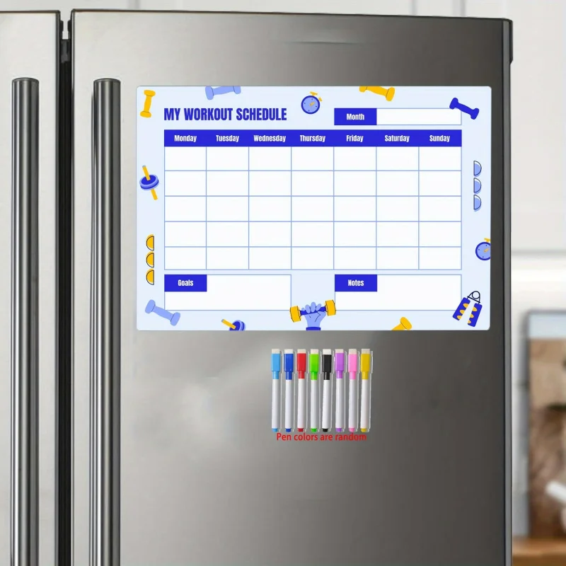 Magnetic Refrigerator Sticker Set，My exercise plan，Time Planning Schedule，To-do list，Memo，Weekly Schedule，Large Size，Attached Gi