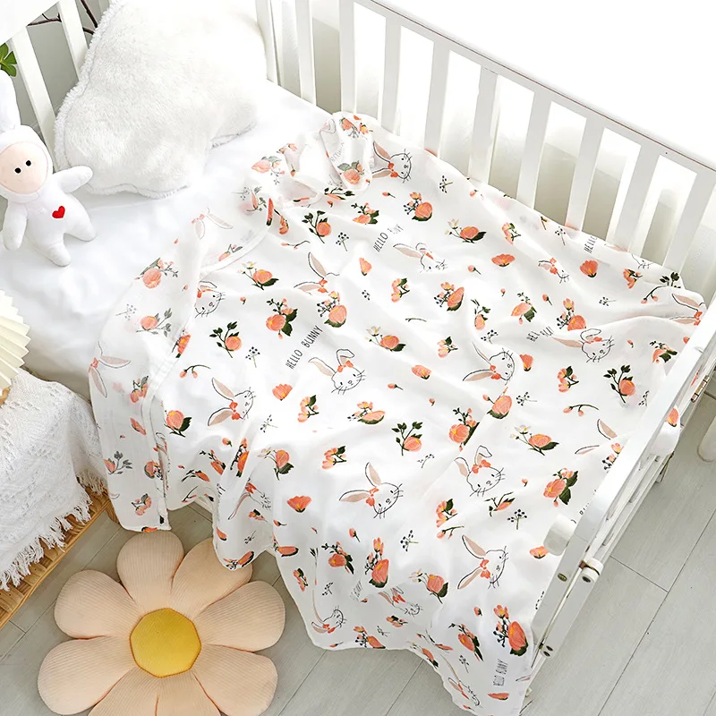 Newborn Baby Blanket Bamboo Cotton Swaddling Wrap Soft Thin Bedding Bath Towel 2 Layer Gauze Stroller Blankets