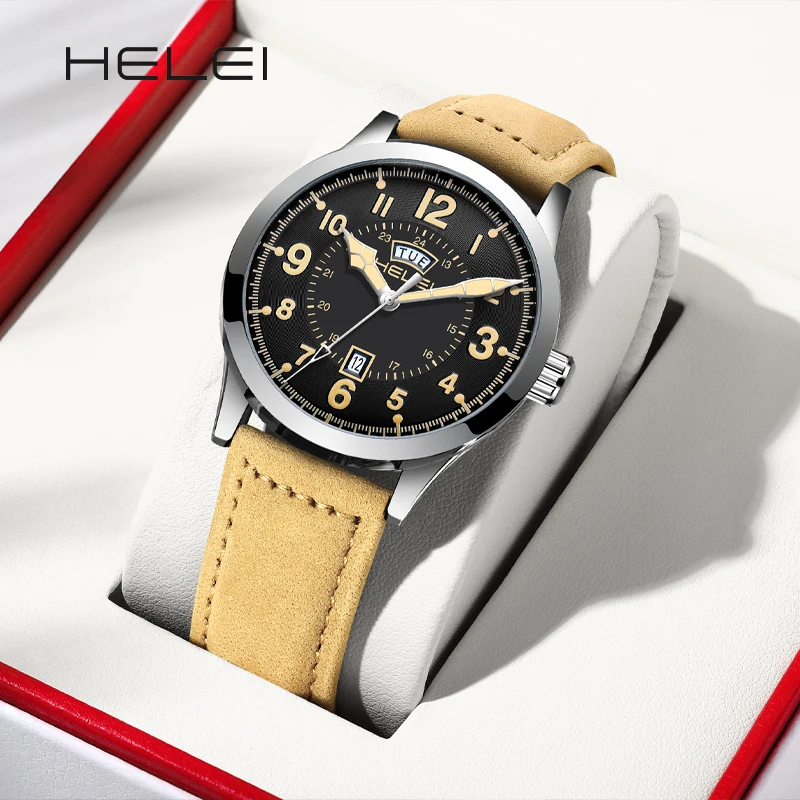 

Роскошные мужские часы высокого качества, военные водонепроницаемые светящиеся часы с календарем даты, мужские наручные часы, классические кожаные кварцевые мужские часы