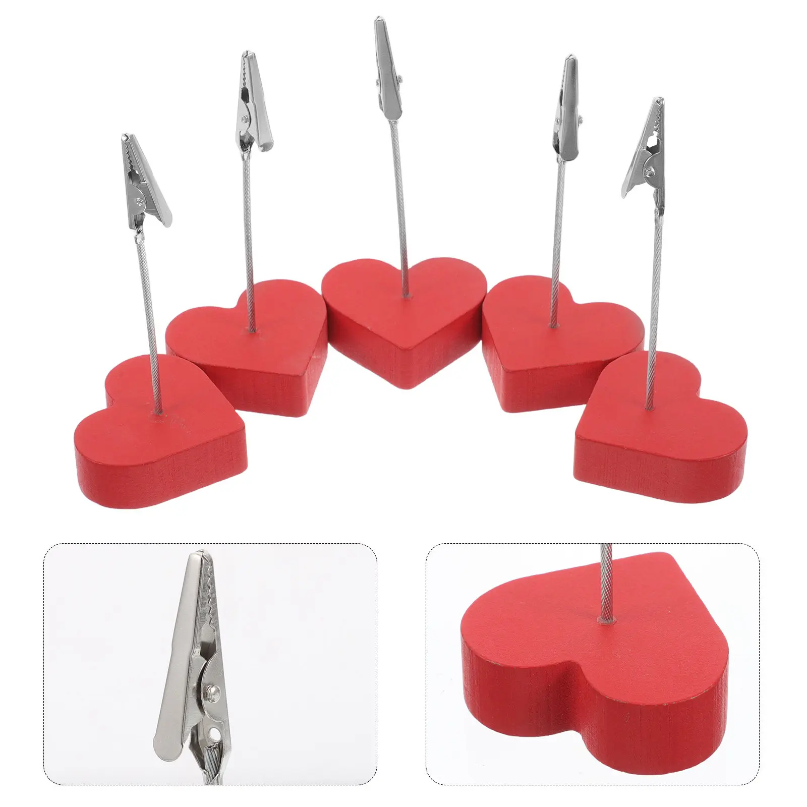 10Pcs Handcrafted Valentine's Day Photo Clip Holder Set Alligator Clip Memo Note Clamp for Desk Table Wedding Reception Place