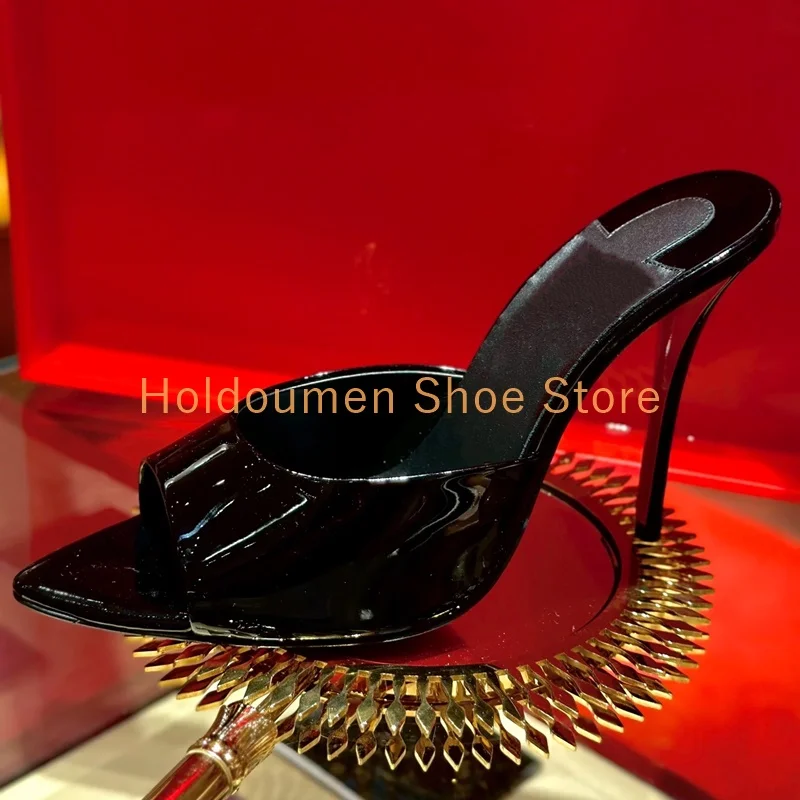 

Luxury Glossy Patent Leather Fashion Banquet Shoe Sexy Hot Chick Pointed Toe Slingback Slippers Dresses Versatile Stiletto Shoes