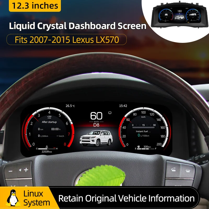 GPS Instrument Clock Tachometer Odometer For Lexus LX570 2007-2015 Car Cockpit Display Digital Carplay LCD Dashboard Panel Linux