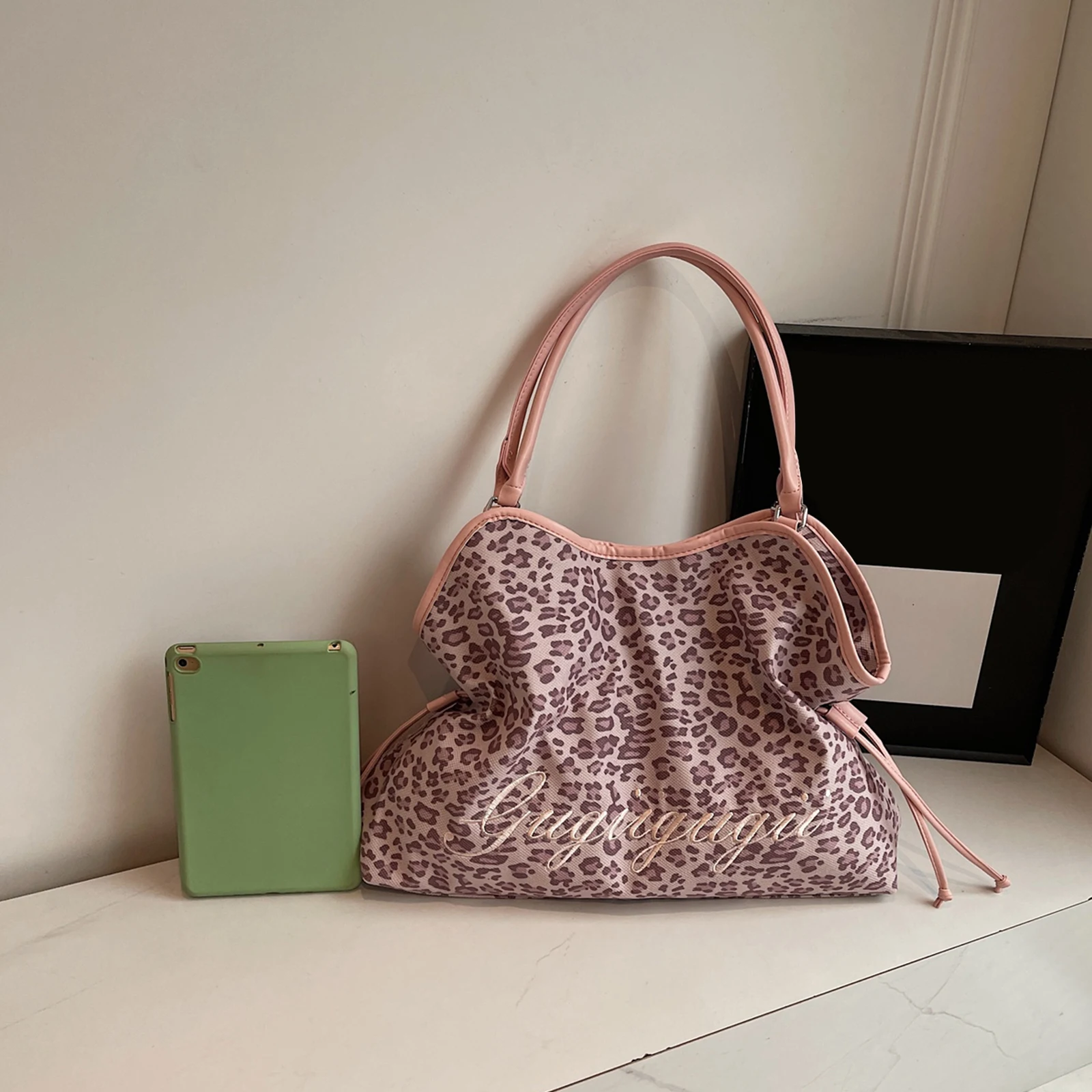 Women Faux Suede Shoulder Bags Embroidery Commuter Bag for Work Shopping Travel Daily