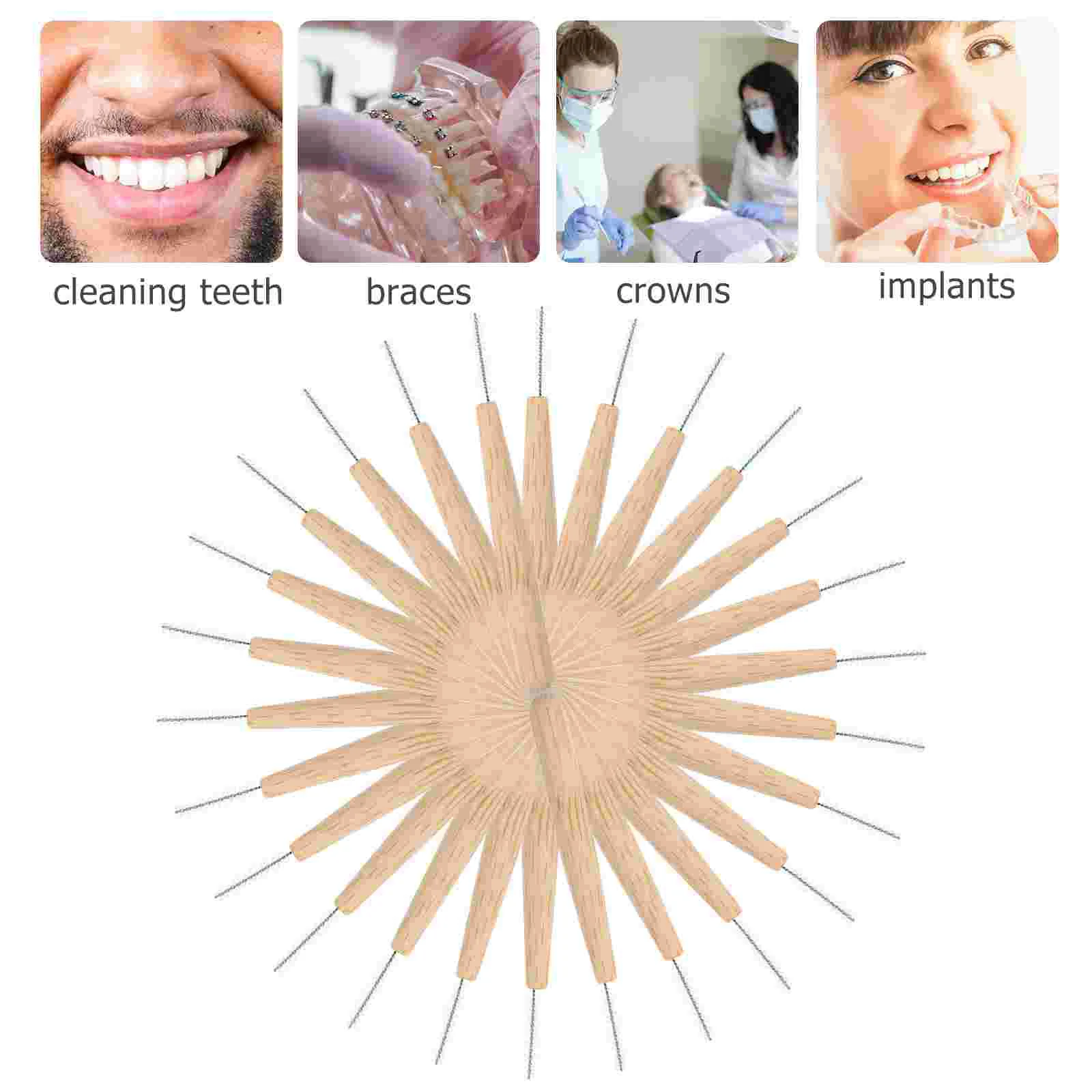30 шт., щетка для зубной нити, межзубные чистящие средства, зубочистки, разлагаемые инструменты для ухода за полостью рта, бамбуковые зубные щетки