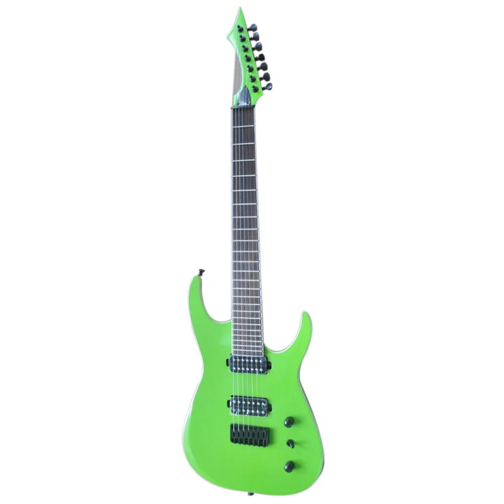 Flyoung 7 Strings Green Electric Bass Guitar with Rosewood Fretboard 24 Frets