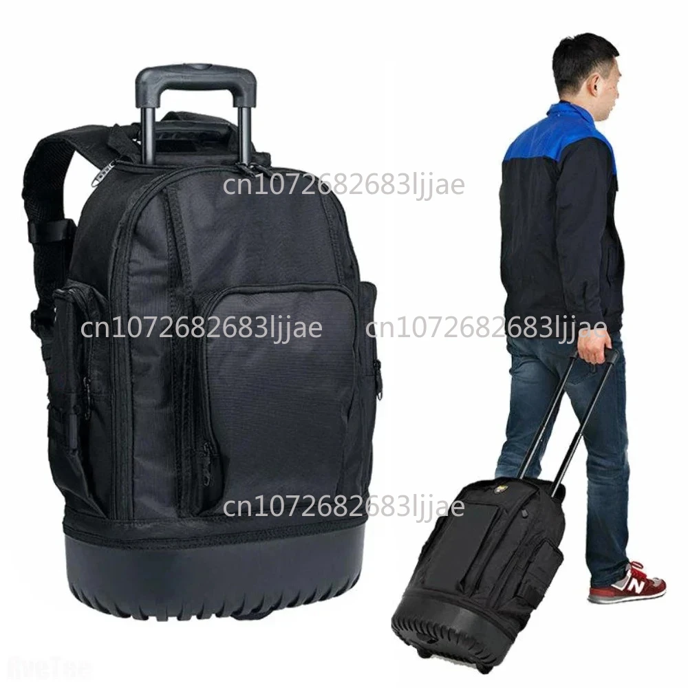 

Plastic Tool Bag Bottom Pull Rod Bag 2024 NEW Heavy Duty Tool Backpack with Wheels for Electrician Carpenter
