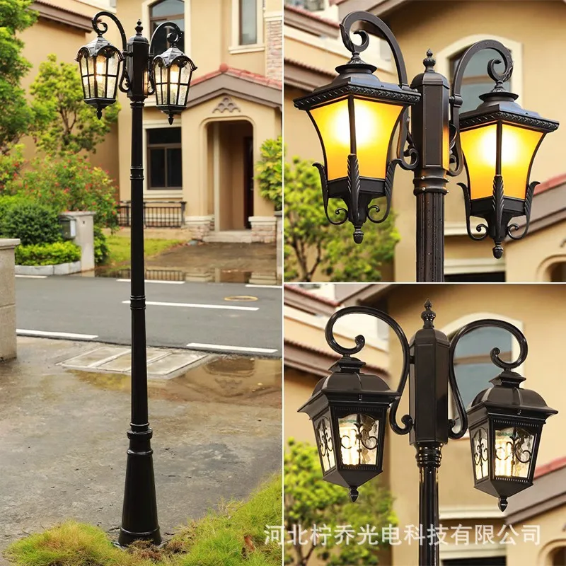 

European Retro Double-headed Garden Light Led Community Street Light Garden Villa Landscape Household High Pole Light