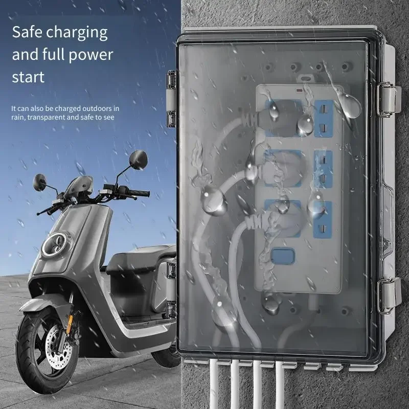 Transparent Waterproof Padlockable Power Strip EV Charger Switch Rainproof Outdoor Distribution Box Electric Vehicle Charging St