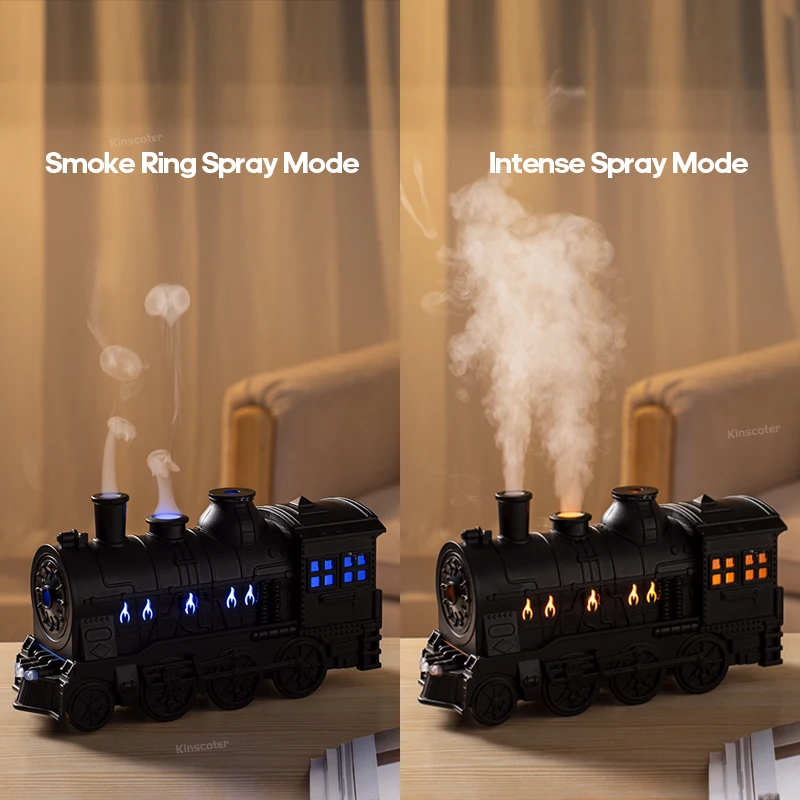 Creative Vintage Train Locomotive Air Humidifier Aromatherapy Diffuser Sprayer with Jellyfish Smoke Ring /Essential Oil Set image 3