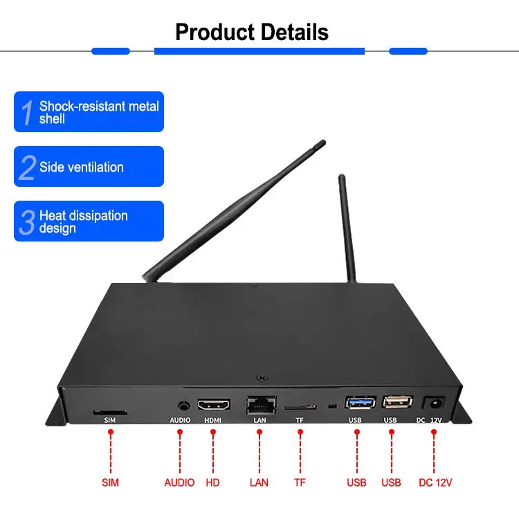 Металлический корпус Android Wi-Fi Lan 4G 3G Медиабокс Плеер Материнская плата 1080P