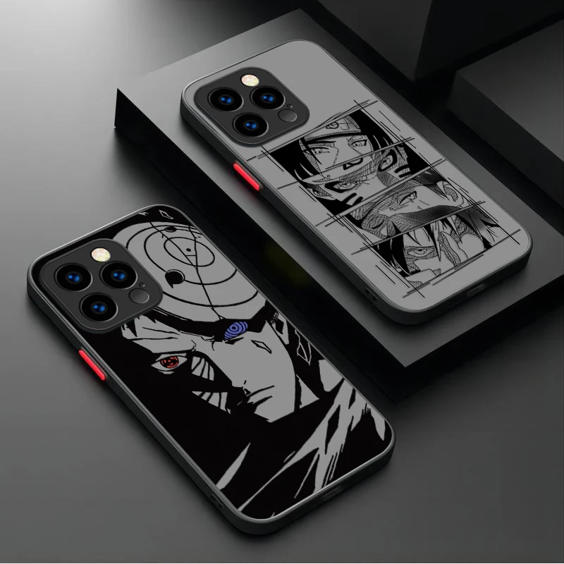 アニメ N-NARUTOS イタチ オビト iPhoneケース iPhone 17 Air 15 16E 16 Plus 14 13 12 11 Pro Max XR X XS Max SE 2020対応 マットカバー