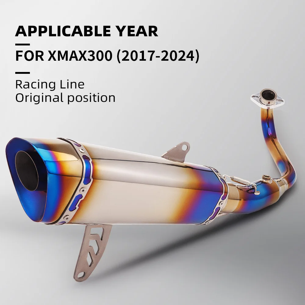 Full Titanium Exhaust System for XMAX 300 2017-2024 Motorcycle Front Link Pipe Manifold Close Exhaust with DB Killer