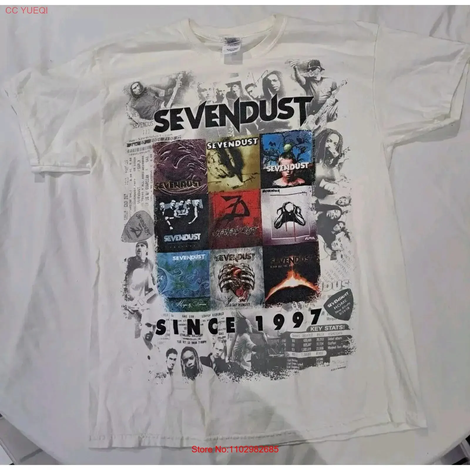 Camiseta Vintage Sevendust 1997 Blanca Tallas S a 5XL CL726 Lavada Transpirable Casual de Moda Suave de Diseñador Ligeramente Desgastada