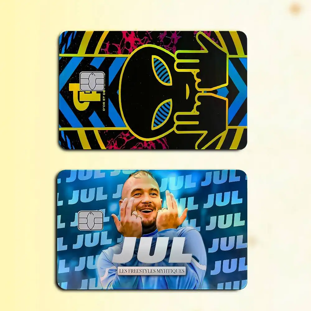 Rapper JuL C'est Pas Des Lol Laser Holographic Card Skin Sticker For Credit Debit Cards - 4pcs/Set Scratch-Resistant Protector