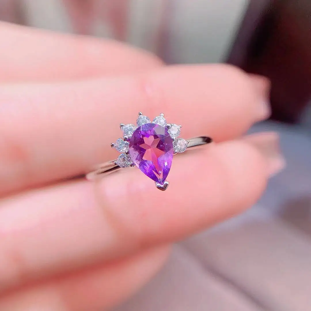 KJJEAXCMY New Jewelry Natural Women's Amethyst Ring 925 silver inlay Colorful and splendid Crystal pure fire flash explosion