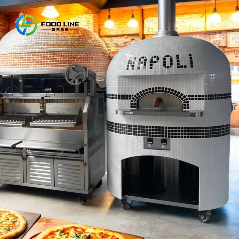 Heavy Duty Outdoor Pizza Oven Propane Charcoal Wood Fired Stone Steel Dome Rotating Commercial Industrial Bakery Chapati