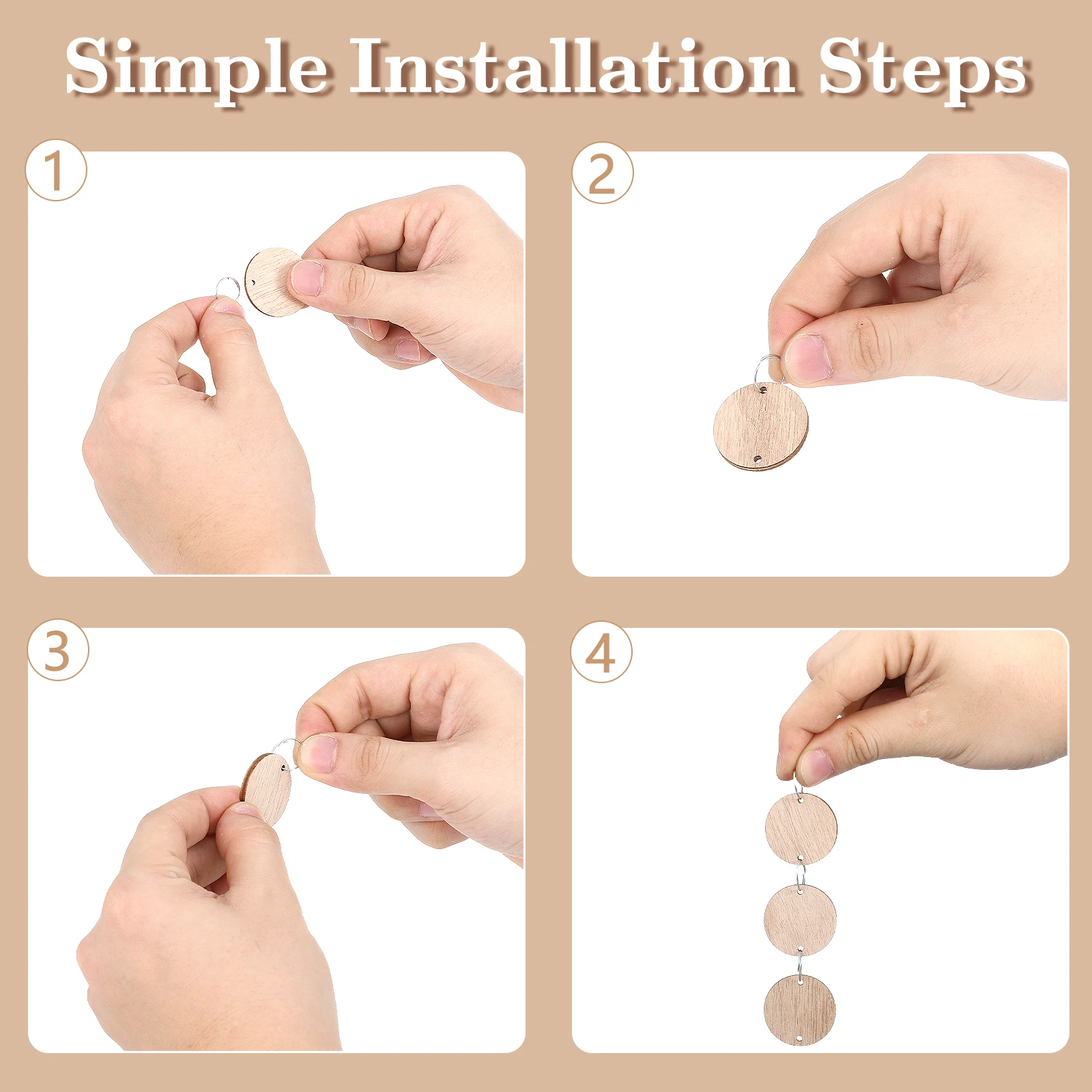 

50Pcs Round Wooden Blanks and Iron Rings Combo for DIY Calendar Board Birthday Tracker Wall Display Craft Kit Home Ornament