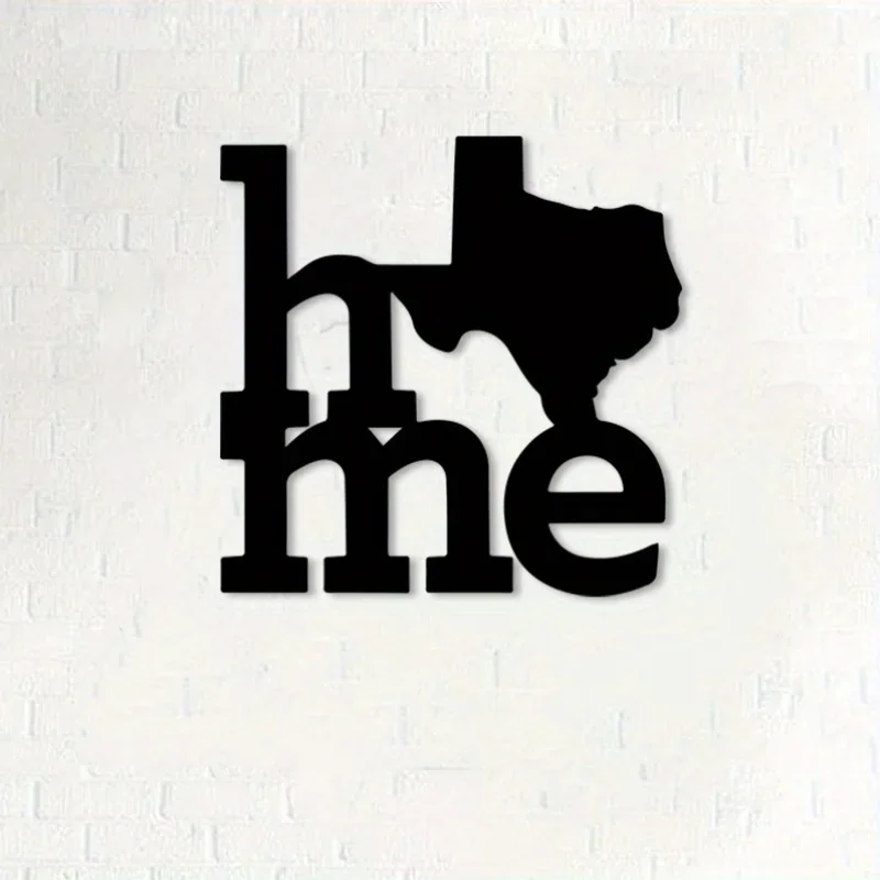 Texas State Outline Metal Wall Decor, 2D Flat Laser‑Cut Iron Silhouette, Powder‑Coated Heavy‑Duty Iron Construction With Bold