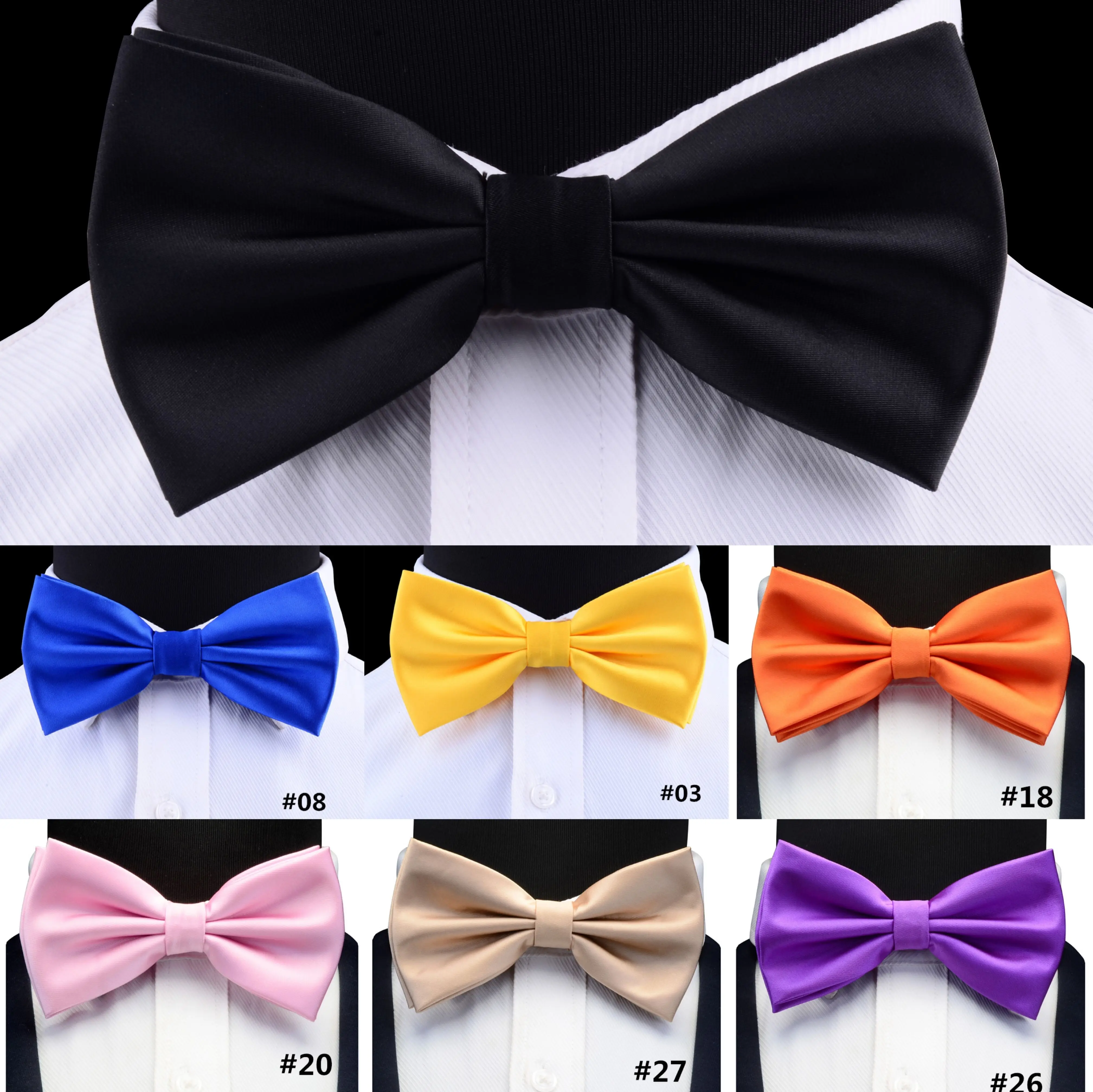 

Classic Solid Silk Waterproof Bow Tie Colourful Double Fold Bow for Man Party Business Office Wedding Gift Accessories Bowknot