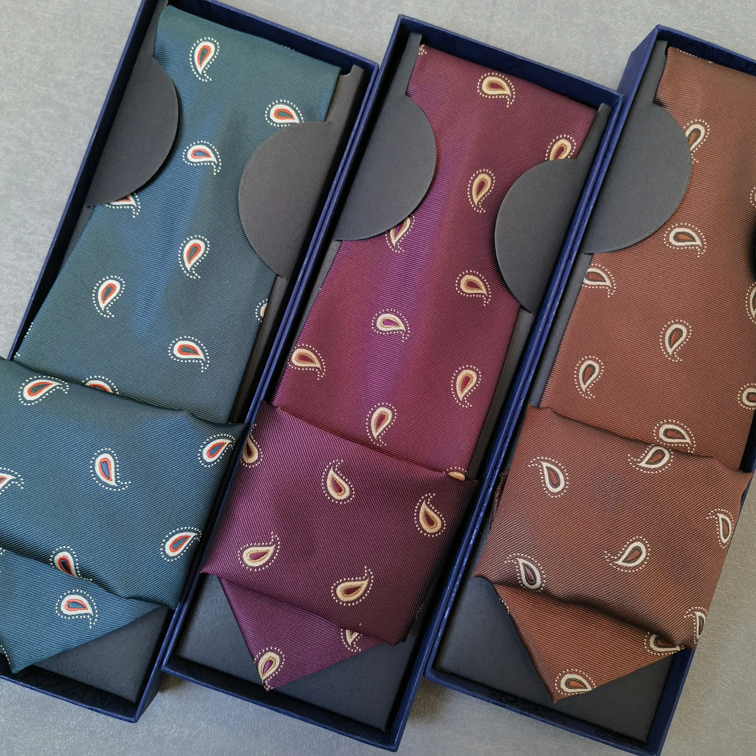 

Высококачественный модный комплект галстуков из жаккардовой ткани с узором пейсли, синий, красный, карманный квадратный держатель, квадратный комплект с коробкой для мужчин, подарок