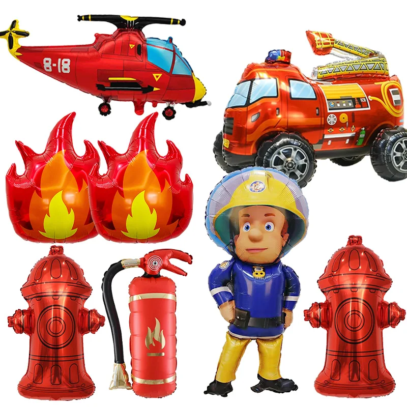 Feuerwehrmann Ballon Feuerwehrauto Flugzeug Flamme 32 Zoll Rote Nummer 1-9 Folienballons Kinder 1.-9. Geburtstag Rettungsdienst Party Deko Zubehör