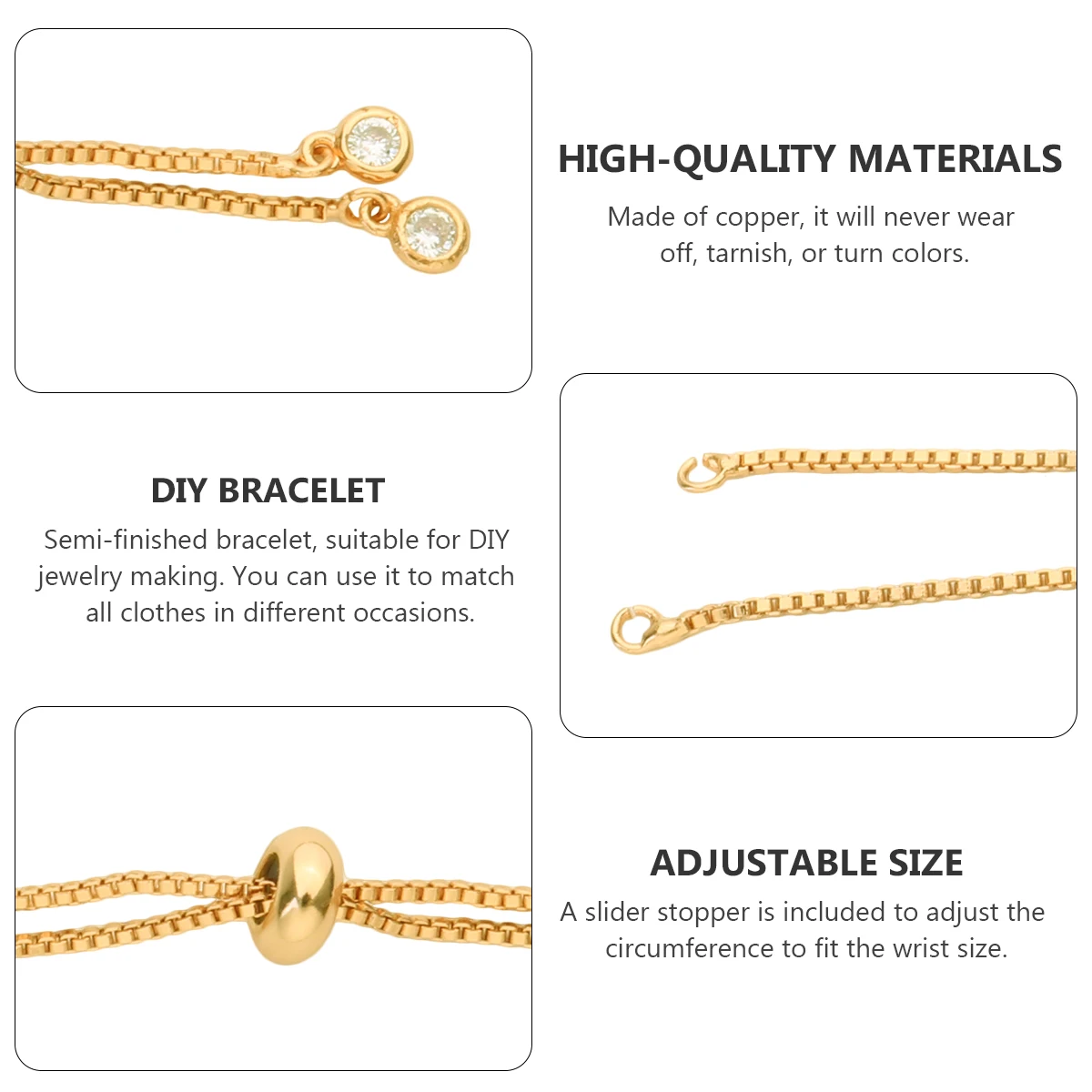

5 Pcs Slider Bracelet Man Bracelets Shape Copper Bangle Chains for Jewelry Making