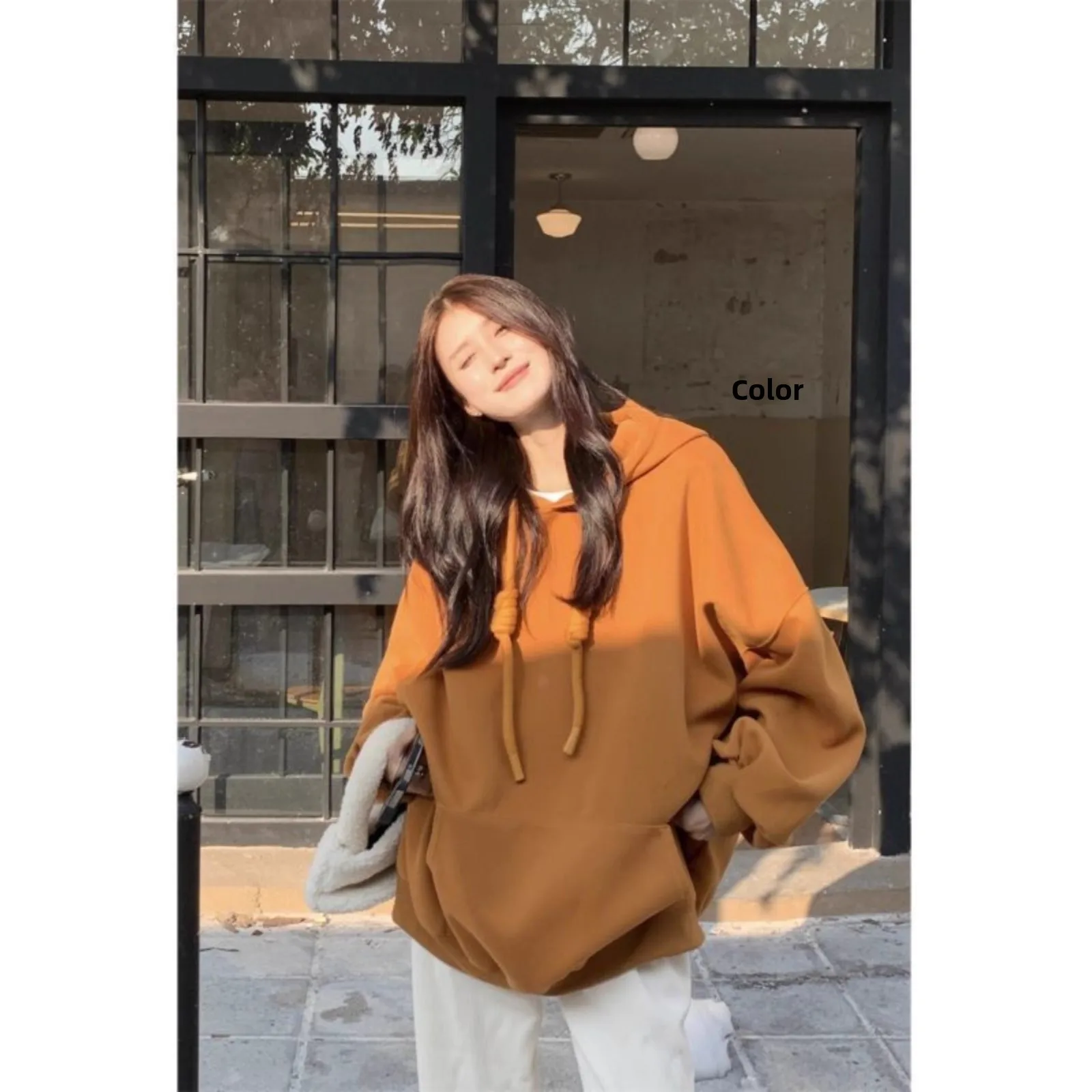 سترة بغطاء للرأس للرجال فضفاضة مناسبة للخريف والشتاء بالإضافة إلى حجم مريح كاجوال فضفاض يغطي اللحوم الكورية من نسيج البوليستر