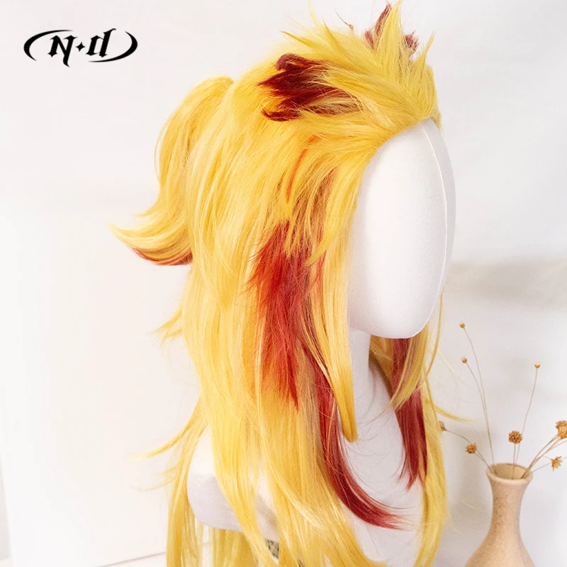 ND Yoriichi Tsugikuni Parrucche Cosplay Parrucchino Kimetsu no Yaiba Parrucche Cosplay per Comic Con Coser Costume Party Resistente al calore