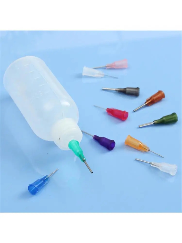 Bouteille de seringue liquide en plastique 30ML/50ML, avec aiguille pour colophane, pâte de Flux de soudure, distributeur de colle à l'alcool, goutte + accessoires d'aiguille
