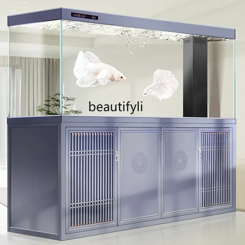 New Light Luxury New Chinese Bottom Filter Change Water Aquarium Large Living Room Home New Screen Floor