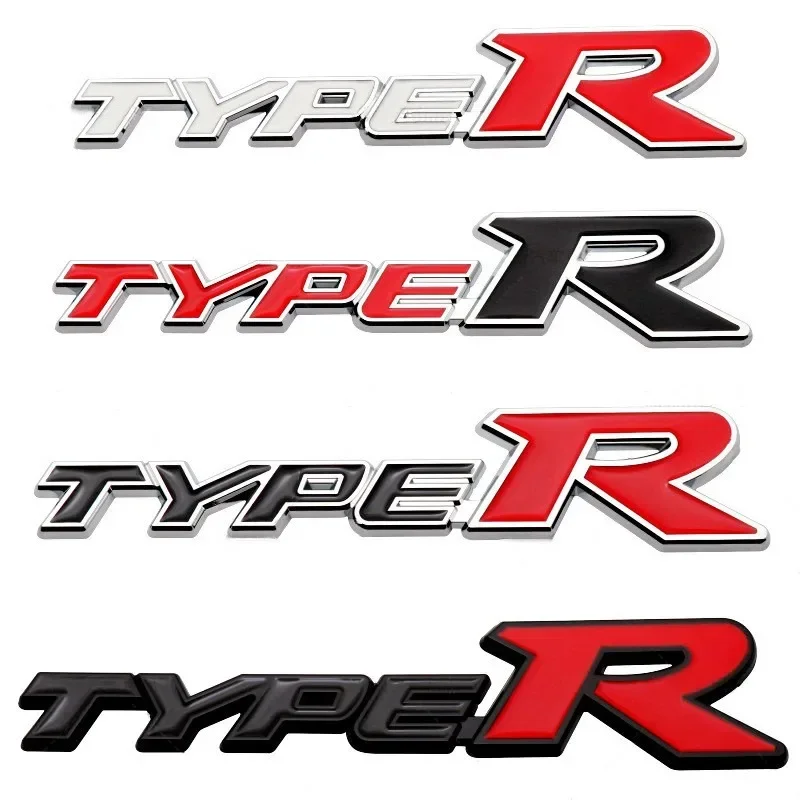 3D Metal Type R Logo Front Grill Badge Rear Trunk Emblem Sticker Decals For Honda Civic TYPER CRV HRV Accord Fit Car Accessories