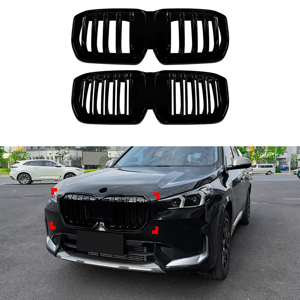 Parrilla delantera deportiva Race Gloss Black para BMW X1 iX1 U11 2023 2024 2025 2026, accesorio de apariencia para parachoques delantero