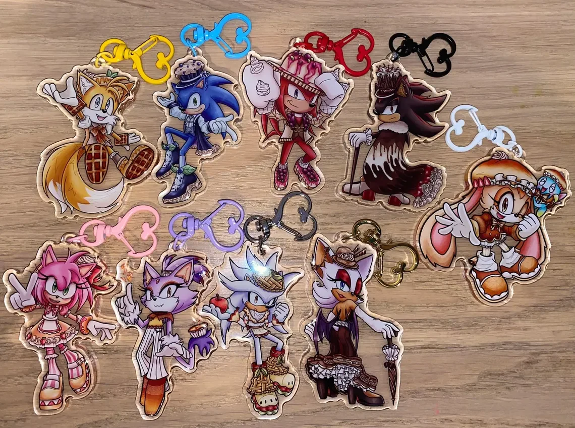Sonic Character - Acrylic Double Sided Pendant Keychain, Anime and Game Fan Accessories, Fashion Bag Accessories