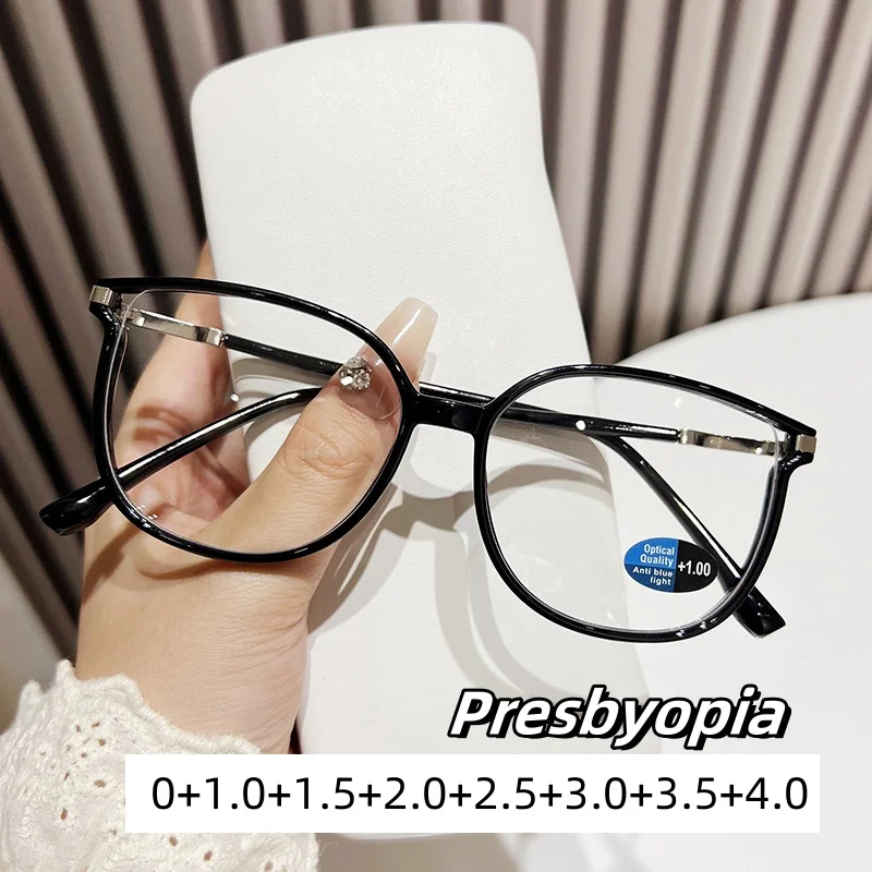 

Personalized TR90 Cat Eye Plain Light Eyewear Diamond Fashion Street Photography Reading Glasses Oversized Frame Presbyopia