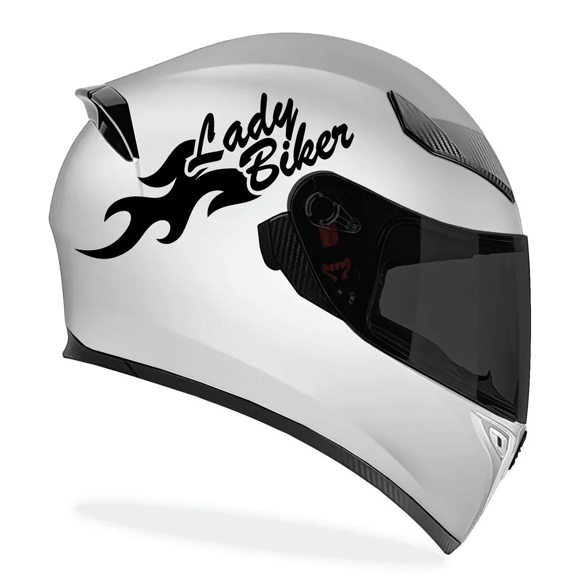 1Pc Lady Biker Flame Vinyl Sticker Waterproof Decal for Motorcycle Helmet Tank Fairing Car Scooter Female Rider DIY Decor