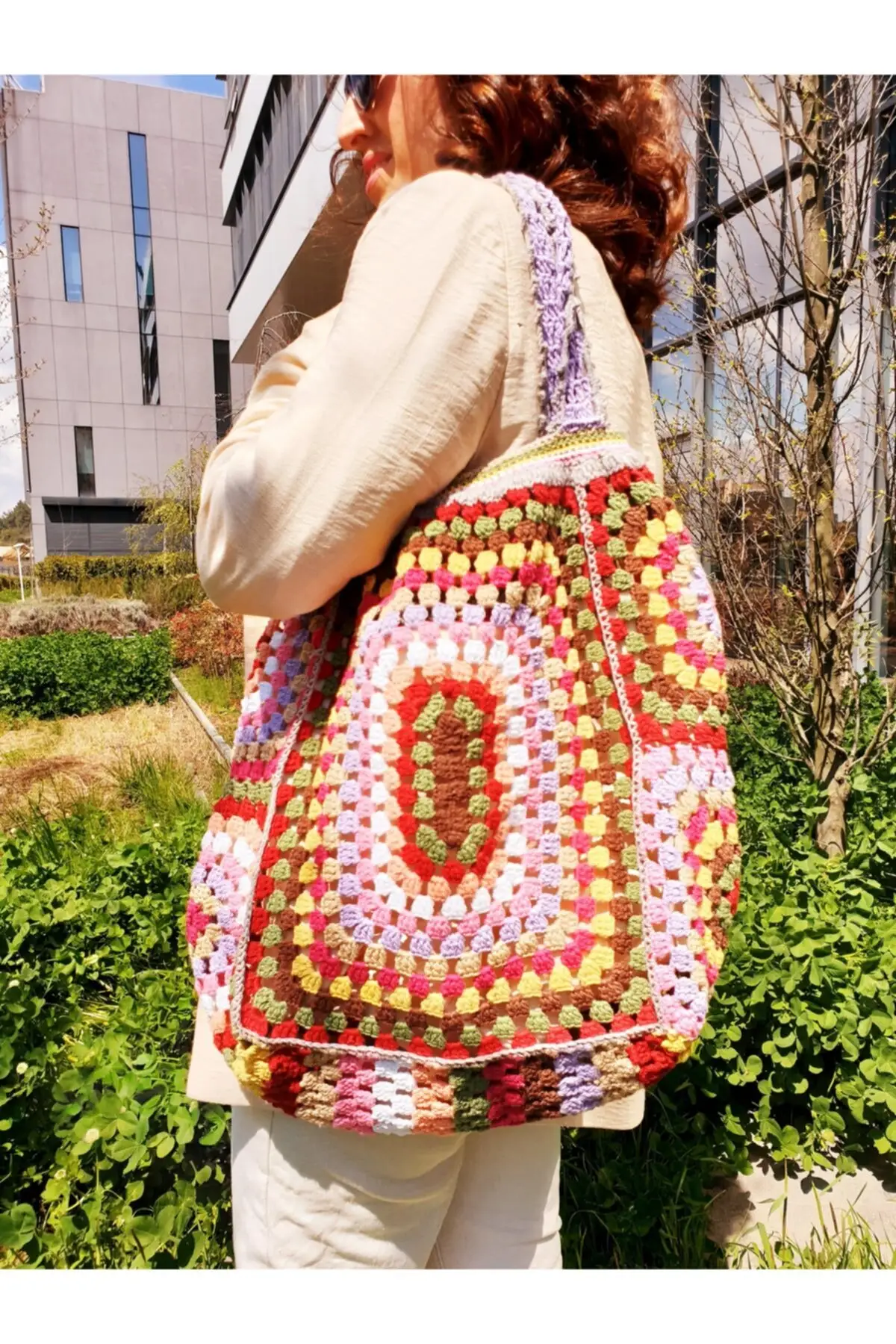 Uras Colorful Handmade Weave Women Shoulder Bag Crochet Tote bag Totebag Women Bag Shoulder bag Handmade