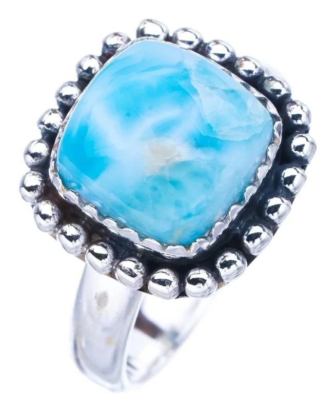 StarGems Natural Larimar  Handmade 925 Sterling Silver Ring 7.25 F1556