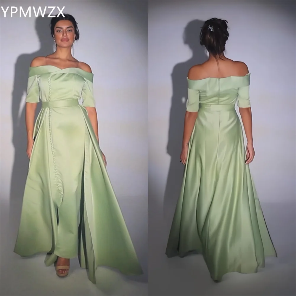 

Customized Evening Dress Women Prom Gown Party Occasion YPMWZX Off-the-shoulder A-line Floor Length Skirts Draped Bespoke Occasi