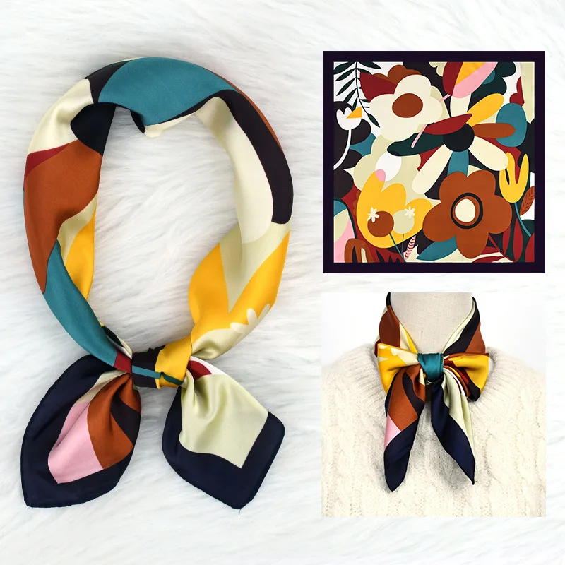 

Luxury Soft Satin Print Square Silk Scarf Women Neckerchief Spring Hair Band Foulard Bandana Echarpe Tie Shawl Wraps Ladies