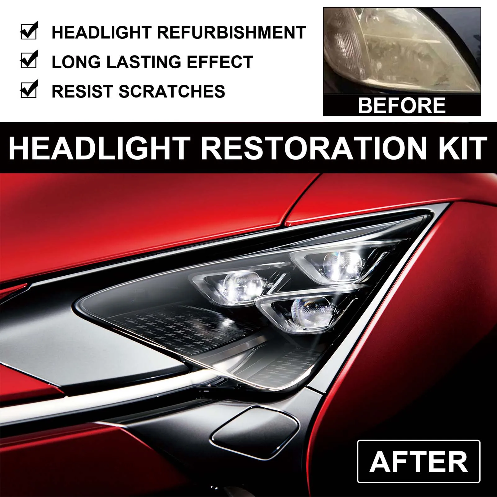 Headlight Restoration Polishing Kits Polish Restorer Cleaner Tool DIY Polishing for Plastic Lenses Headlights Taillights