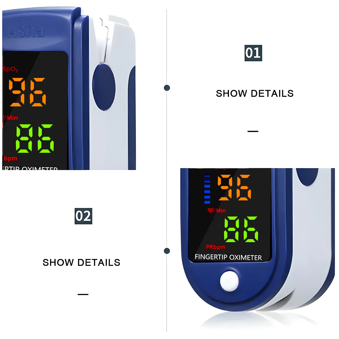 Medical Digital Fingertip Pulse Oximeter Blood Oxygen Saturation Meter Finger SPO2 PR Monitor Oximetro