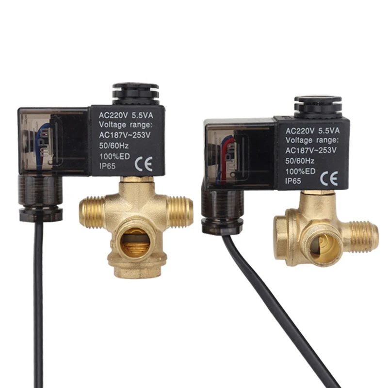 Air Compressor Electromagnetic Silent Oil-Free Check Solenoid Valve Accessories Plastic Power Off Pressure Relief Valve