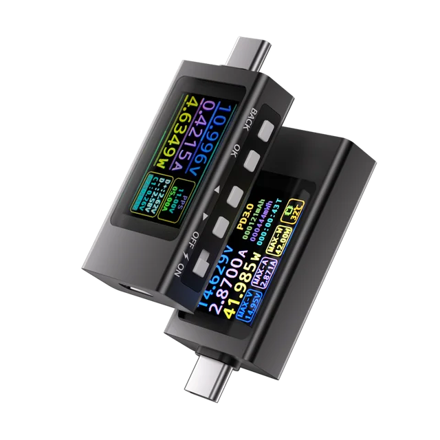 KWS-X1 DC 3.3-36V 0-12A Цифровой вольтметр HD IPS Дисплей Тип C и тестер обнаружения тока быстрая зарядка
